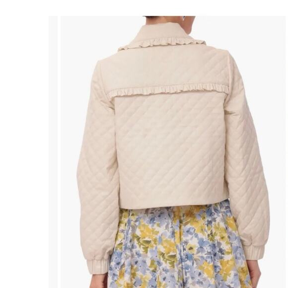 New Avec Les Filles Quilted Ruffle Tie Jacket - Picture 2 of 3